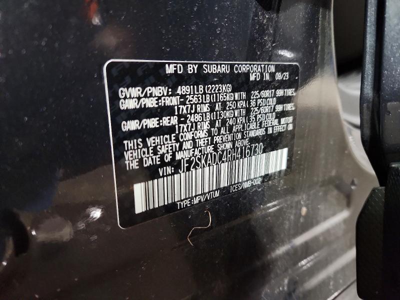 Aukcja sprzedaży 2024 Subaru Forester, vin: JF2SKADC4RH416730, numer aukcji: 98943125