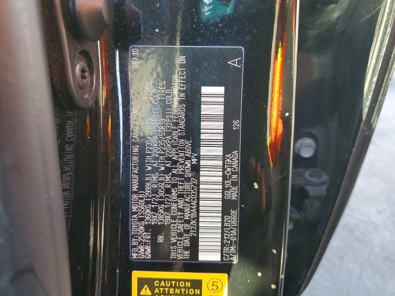 98335005 :رقم المزاد ، 2T2ZK1BA4AC035737 vin ، 2010 Lexus Rx 350 مزاد بيع