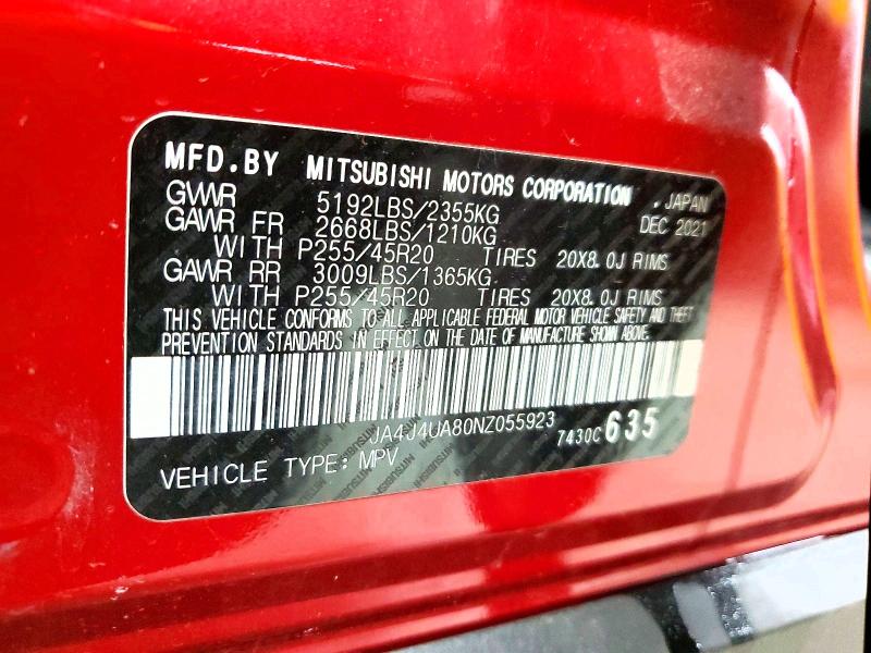 Aukcja sprzedaży 2022 Mitsubishi Outlander, vin: JA4J4UA80NZ055923, numer aukcji: 73470685