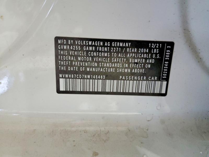 Продаж на аукціоні авто 2022 Volkswagen Gti, vin: WVWH87CD7NW145463, номер лоту: 74160685