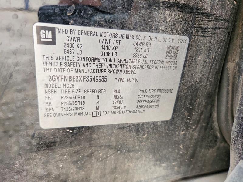 Продажа на аукционе авто 2015 Cadillac Srx, vin: 3GYFNBE3XFS549985, номер лота: 72442255