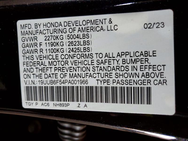 2023 Acura Tlx A-spec მანქანა იყიდება აუქციონზე, vin: 19UUB6F54PA001966, აუქციონის ნომერი: 75445305