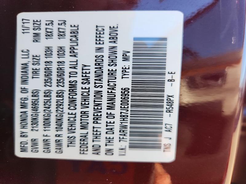 Aukcja sprzedaży 2018 Honda Cr-v, vin: 7FARW1H87JE006956, numer aukcji: 98689625