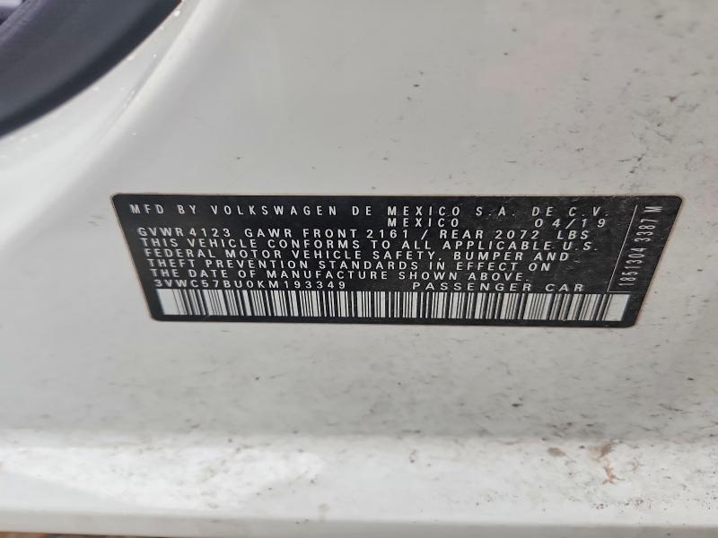 Aukcja sprzedaży 2019 Volkswagen Jetta, vin: 3VWC57BU0KM193349, numer aukcji: 73674985
