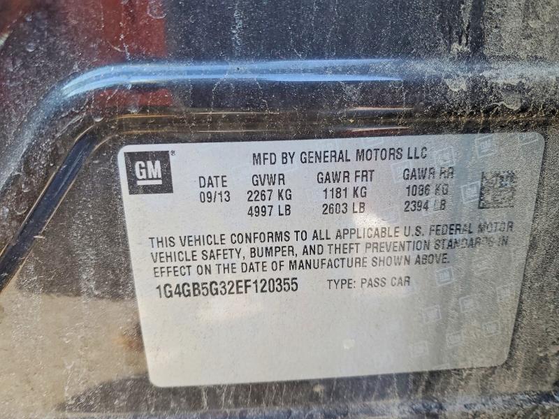 74231855 :رقم المزاد ، 1G4GB5G32EF120355 vin ، 2014 Buick Lacrosse مزاد بيع