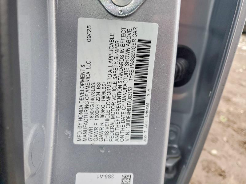 Aukcja sprzedaży 2026 Acura Integra, vin: 19UDE4H61TA003153, numer aukcji: 72523975