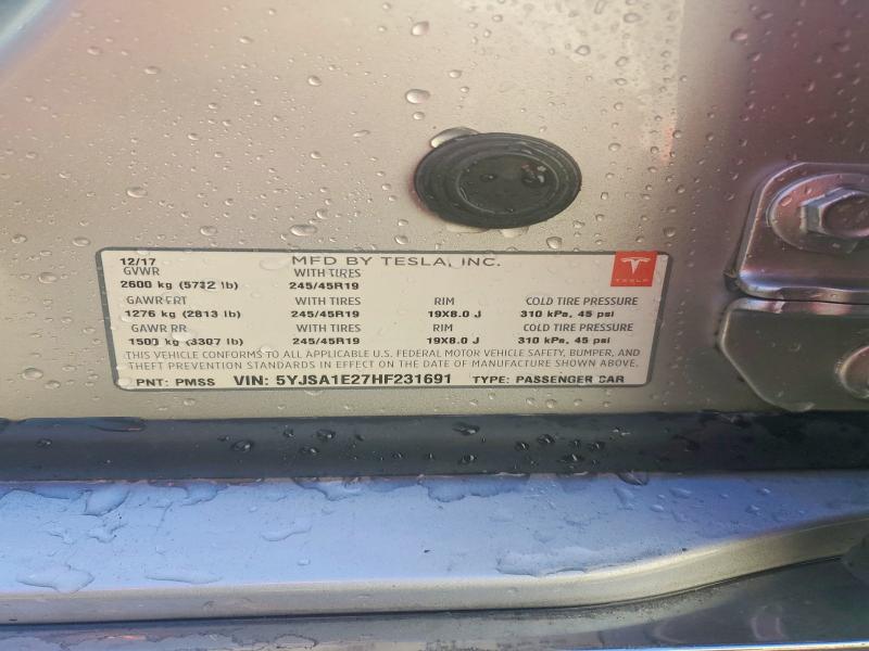 98818775 :رقم المزاد ، 5YJSA1E27HF231691 vin ، 2017 Tesla Model S مزاد بيع