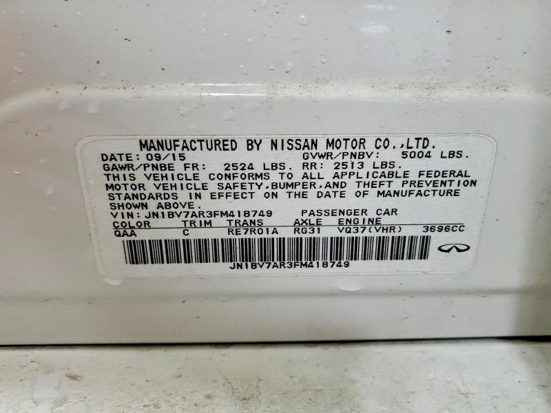 2015 Infiniti Q50 მანქანა იყიდება აუქციონზე, vin: JN1BV7AR3FM418749, აუქციონის ნომერი: 74768305