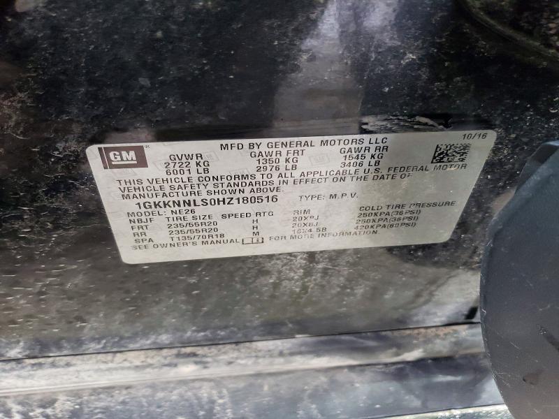 Aukcja sprzedaży 2017 Gmc Acadia, vin: 1GKKNNLS0HZ180516, numer aukcji: 98692055