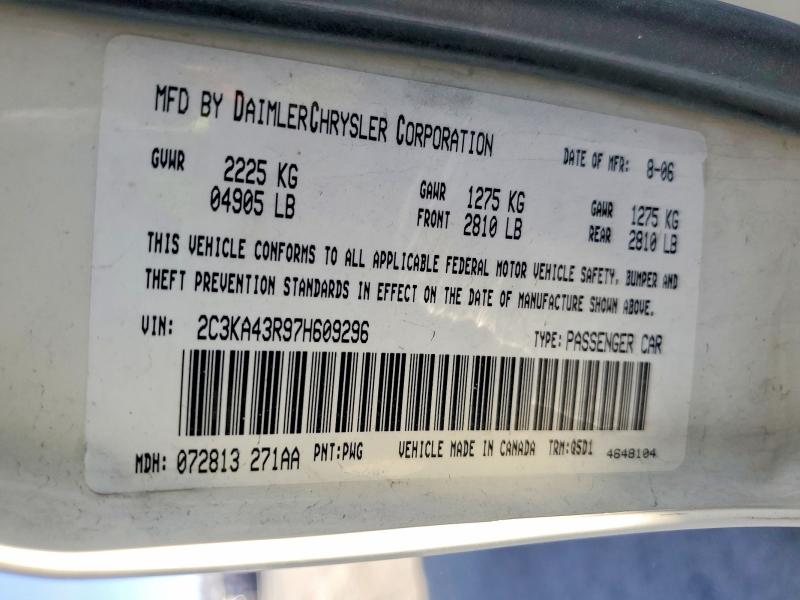 75044765 :رقم المزاد ، 2C3KA43R97H609296 vin ، 2007 Chrysler 300 مزاد بيع