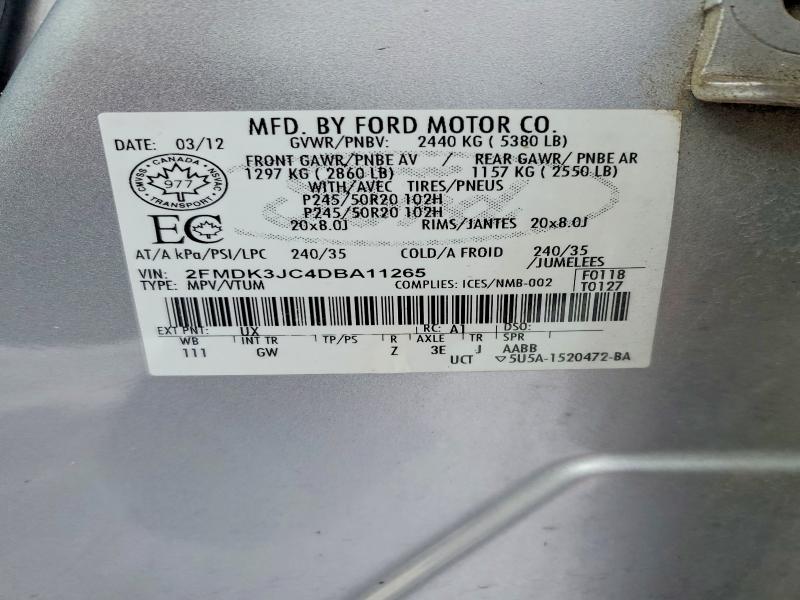 Продажа на аукционе авто 2013 Ford Edge Sel, vin: 2FMDK3JC4DBA11265, номер лота: 75048535