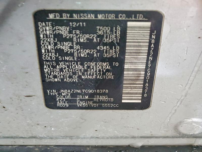 Aukcja sprzedaży 2012 Infiniti Qx56, vin: JN8AZ2NE7C9018378, numer aukcji: 73832095