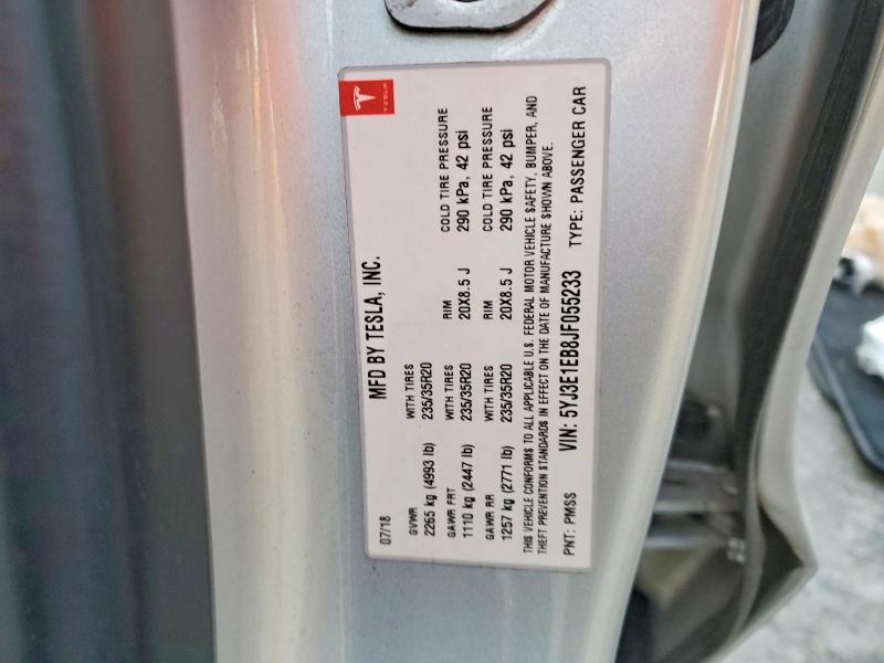 Aukcja sprzedaży 2018 Tesla Model 3, vin: 5YJ3E1EB8JF055233, numer aukcji: 72915125
