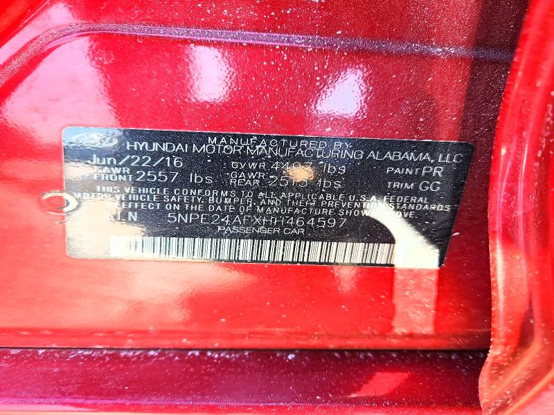 Auction sale of the 2017 Hyundai Sonata, vin: 5NPE24AFXHH464597, lot number: 75633215