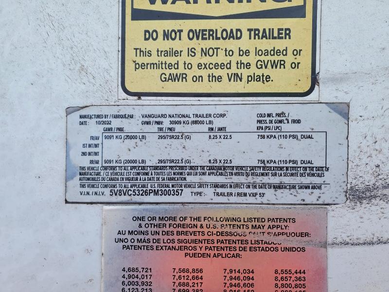 Продаж на аукціоні авто 2023 Vanguard Trailer 53'trailer, vin: 5V8VC5326PM300357, номер лоту: 72208465