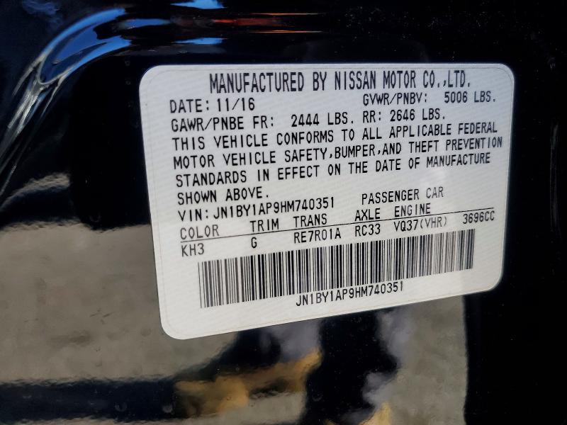 Aukcja sprzedaży 2017 Infiniti Q70, vin: JN1BY1AP9HM740351, numer aukcji: 74475905