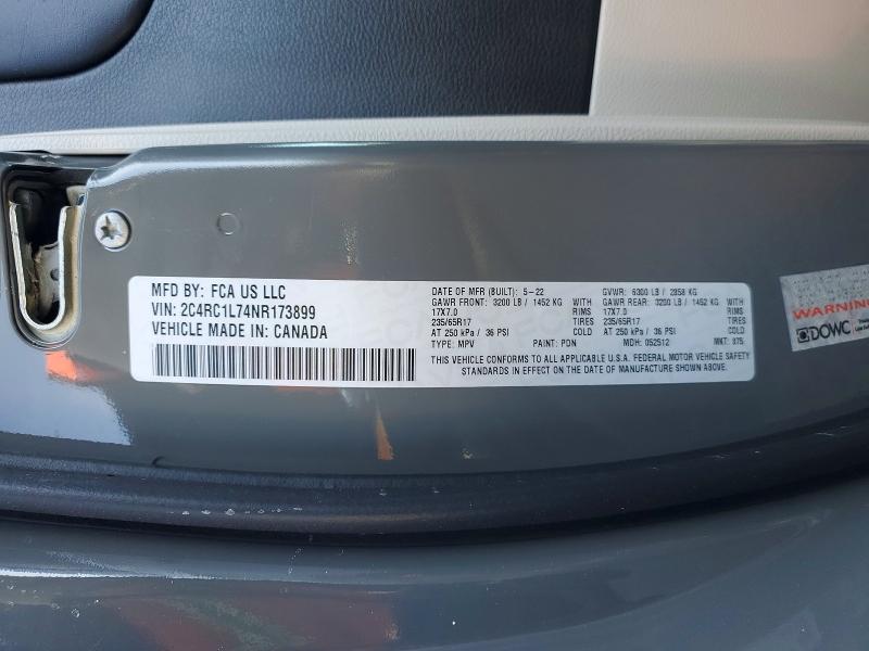 Продаж на аукціоні авто 2022 Chrysler Pacifica, vin: 2C4RC1L74NR173899, номер лоту: 75249465