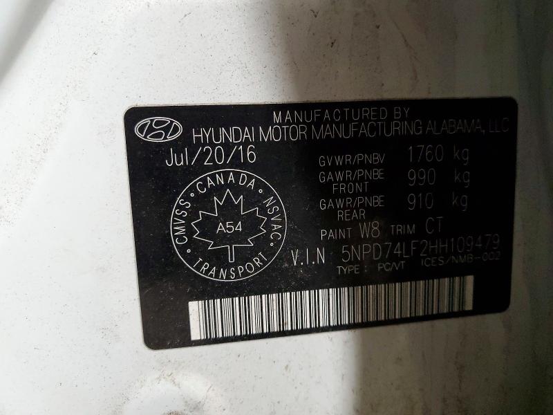 Продажа на аукционе авто 2017 Hyundai Elantra Se, vin: 5NPD74LF2HH109479, номер лота: 74643625