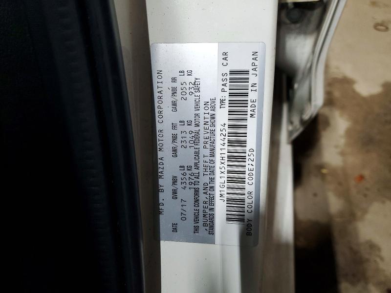 Продаж на аукціоні авто 2017 Mazda 6, vin: JM1GL1X5XH1144254, номер лоту: 72778355
