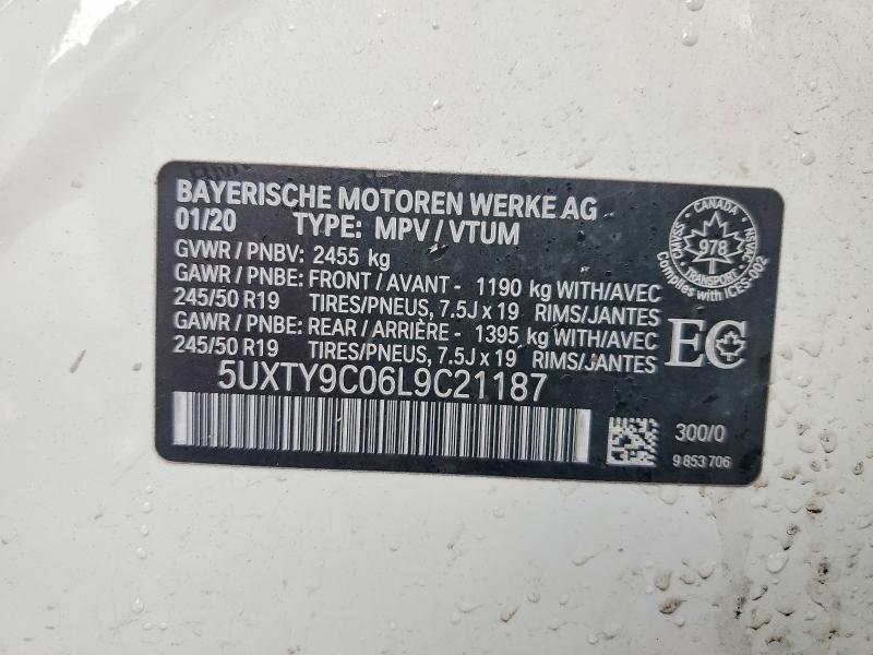 72431125 :رقم المزاد ، 5UXTY9C06L9C21187 vin ، 2020 Bmw X3 مزاد بيع