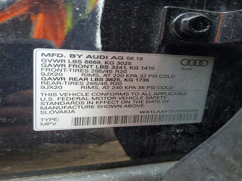 Aukcja sprzedaży 2018 Audi Q7, vin: WA1LAAF79JD052459, numer aukcji: 96044395