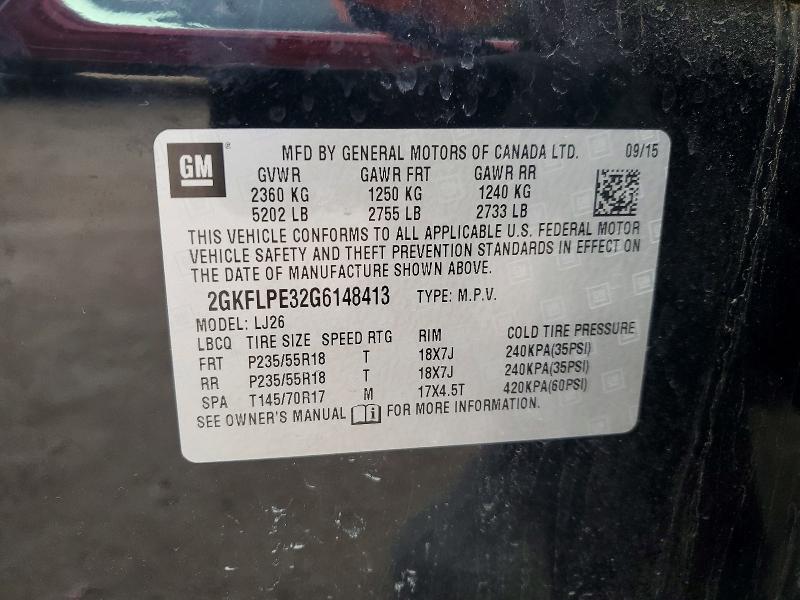 Aukcja sprzedaży 2016 Gmc Terrain, vin: 2GKFLPE32G6148413, numer aukcji: 73034025