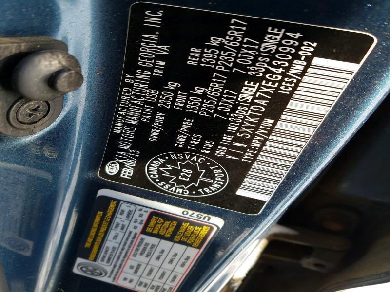 Aukcja sprzedaży 2014 Kia Sorento, vin: 5XYKTDA7XEG430994, numer aukcji: 99206635