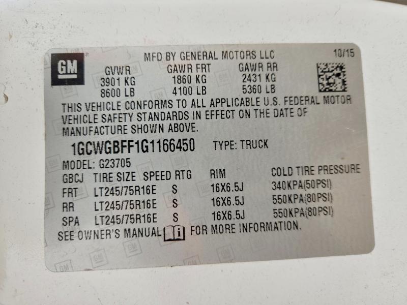 74460715 :رقم المزاد ، 1GCWGBFF1G1166450 vin ، 2016 Chevrolet Express G25 مزاد بيع