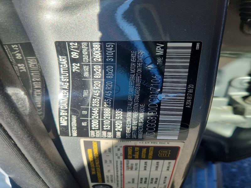 73612325 :رقم المزاد ، WDCGG8JB0DG017106 vin ، 2013 Mercedes-benz Glk مزاد بيع