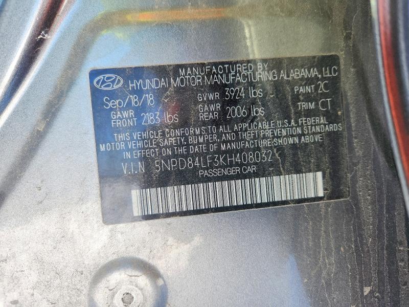 74300195 :رقم المزاد ، 5NPD84LF3KH408032 vin ، 2019 Hyundai Elantra مزاد بيع