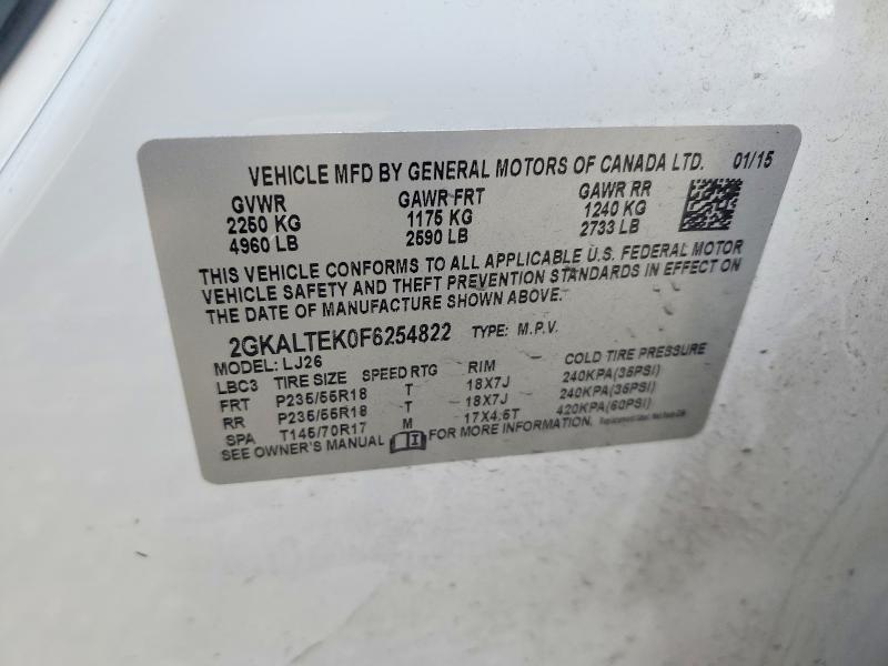 Aukcja sprzedaży 2015 Gmc Terrain, vin: 2GKALTEK0F6254822, numer aukcji: 73118195