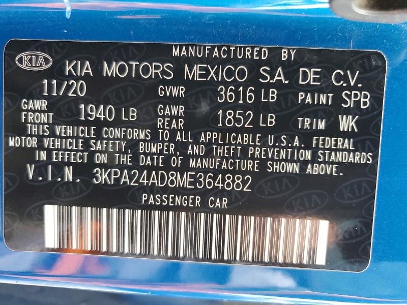Продажа на аукционе авто 2021 Kia Rio, vin: 3KPA24AD8ME364882, номер лота: 72496855