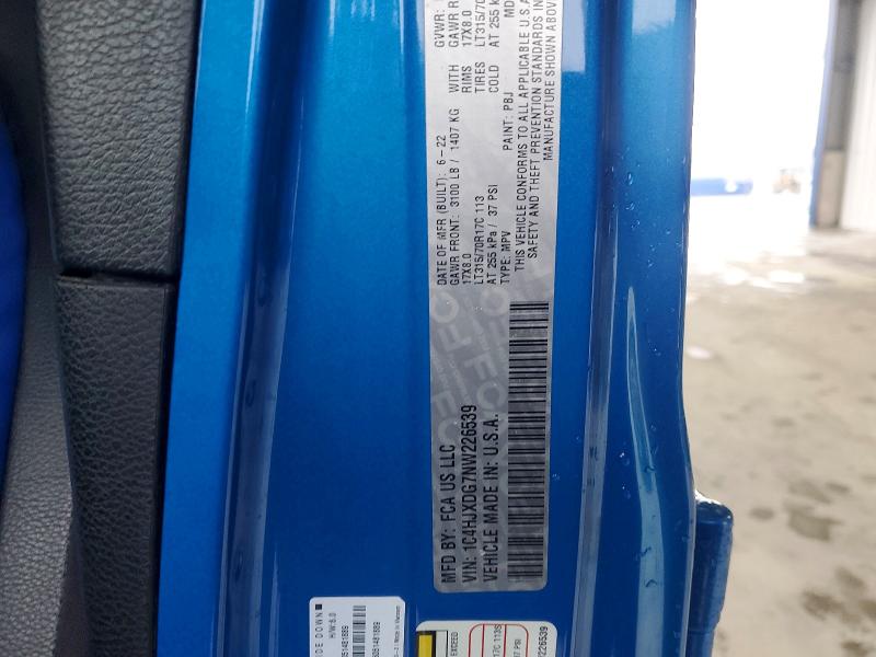 72604965 :رقم المزاد ، 1C4HJXDG7NW226539 vin ، 2022 Jeep Wrangler Unlimited مزاد بيع