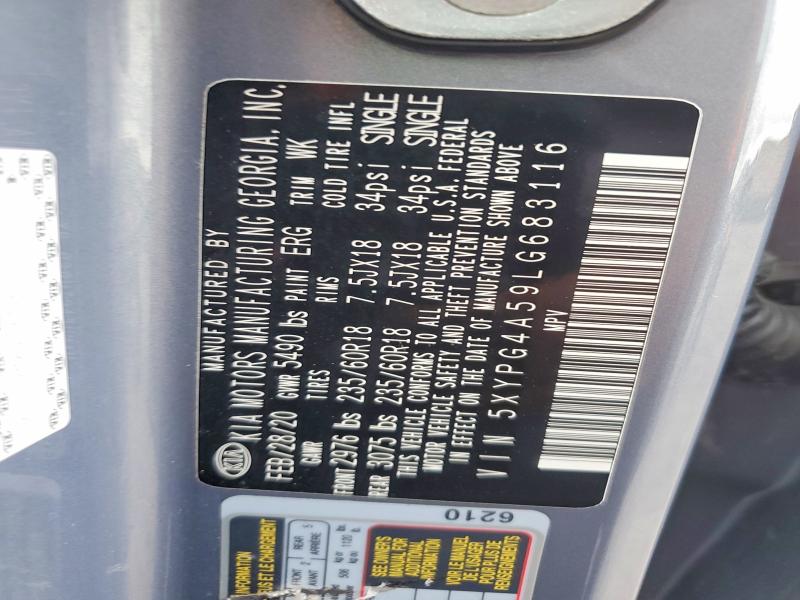 Продажа на аукционе авто 2020 Kia Sorento, vin: 5XYPG4A59LG683116, номер лота: 54526096