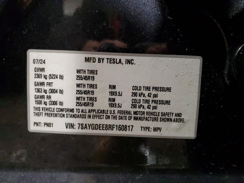 Aukcja sprzedaży 2024 Tesla Model Y, vin: 7SAYGDEE8RF160817, numer aukcji: 99151535
