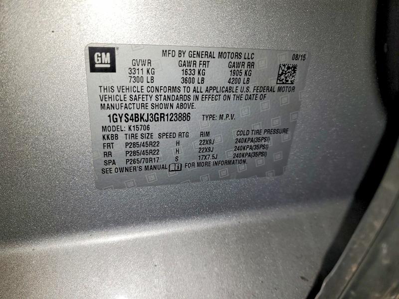Aukcja sprzedaży 2016 Cadillac Escalade L, vin: 1GYS4BKJ3GR123886, numer aukcji: 75058275