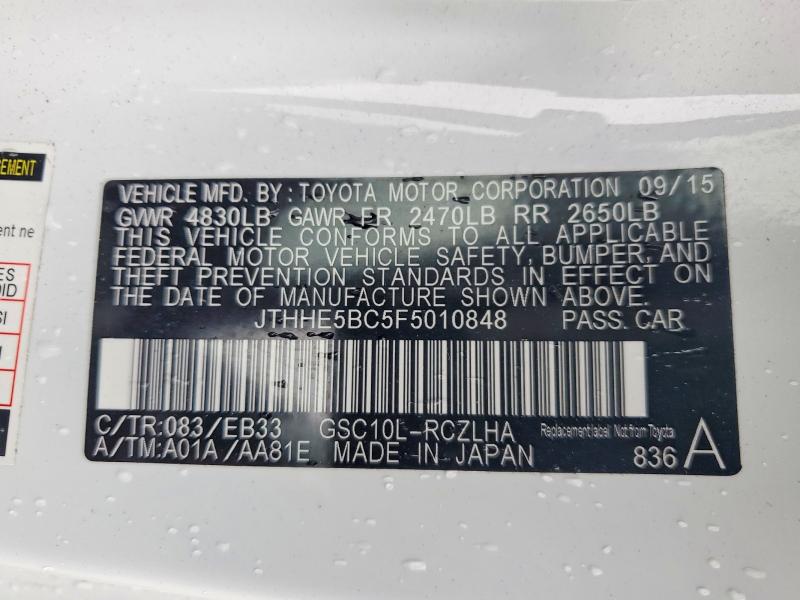 Продажа на аукционе авто 2015 Lexus Rc, vin: JTHHE5BC5F5010848, номер лота: 99017765