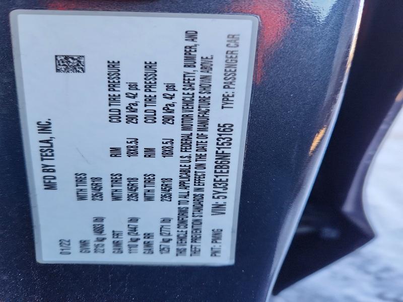 Aukcja sprzedaży 2022 Tesla Model 3, vin: 5YJ3E1EB6NF153165, numer aukcji: 73505745