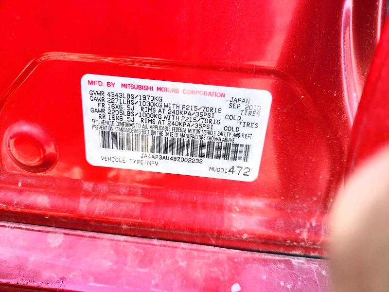 2011 Mitsubishi Outlander Sport მანქანა იყიდება აუქციონზე, vin: JA4AP3AU4BZ002233, აუქციონის ნომერი: 72919145