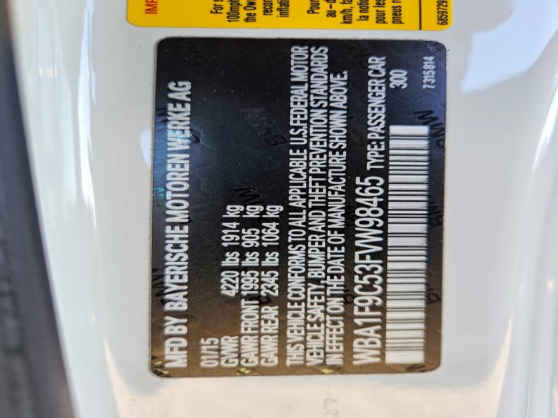2015 Bmw 228 მანქანა იყიდება აუქციონზე, vin: WBA1F9C53FVW98465, აუქციონის ნომერი: 74710385