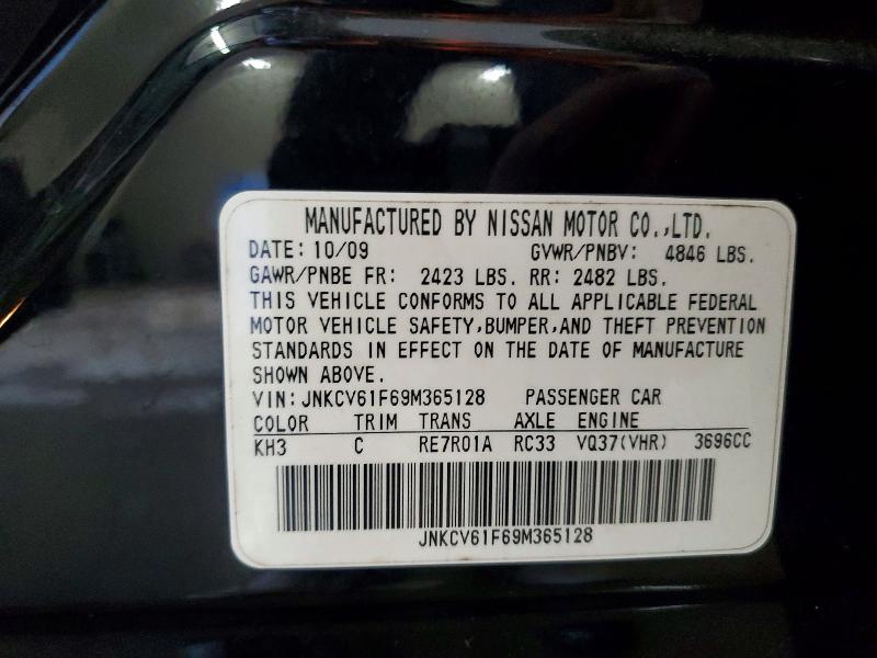 73701295 :رقم المزاد ، JNKCV61F69M365128 vin ، 2009 Infiniti G37 مزاد بيع