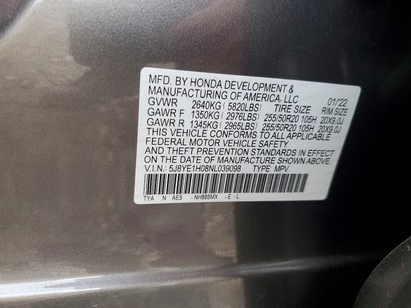 Aukcja sprzedaży 2022 Acura Mdx, vin: 5J8YE1H08NL039098, numer aukcji: 73238895
