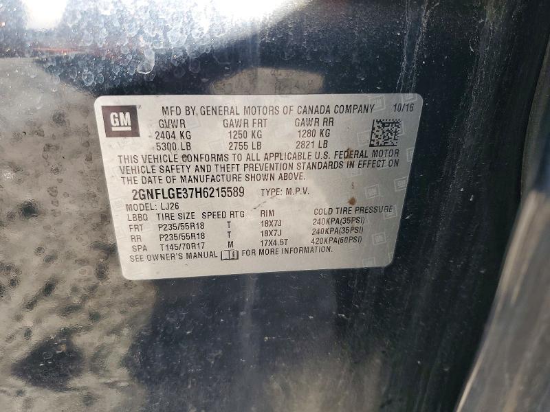 72348395 :رقم المزاد ، 2GNFLGE37H6215589 vin ، 2017 Chevrolet Equinox مزاد بيع