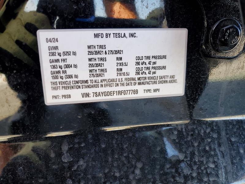 74860805 :رقم المزاد ، 7SAYGDEF1RF077769 vin ، 2024 Tesla Model Y مزاد بيع