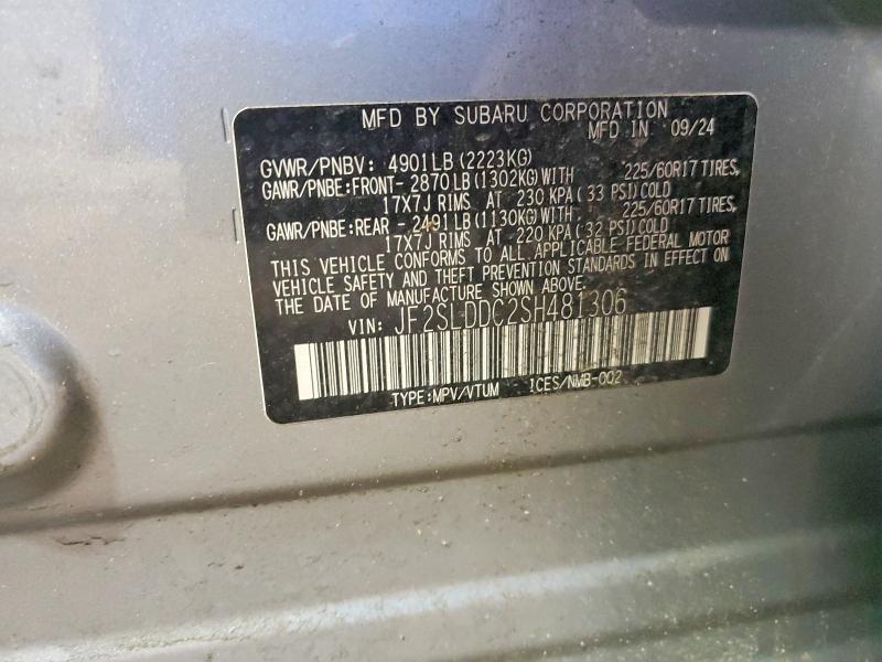 74301125 :رقم المزاد ، JF2SLDDC2SH481306 vin ، 2025 Subaru Forester مزاد بيع