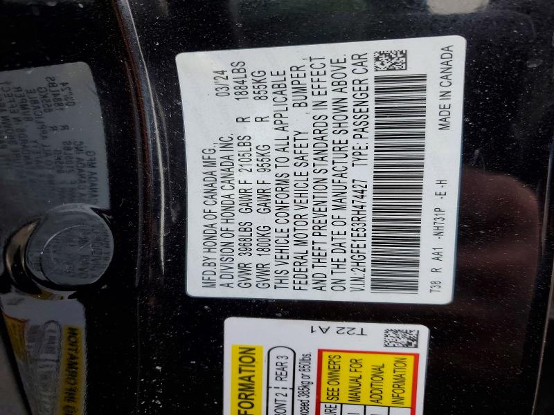 Продажа на аукционе авто 2024 Honda Civic, vin: 2HGFE1E53RH474427, номер лота: 74231995
