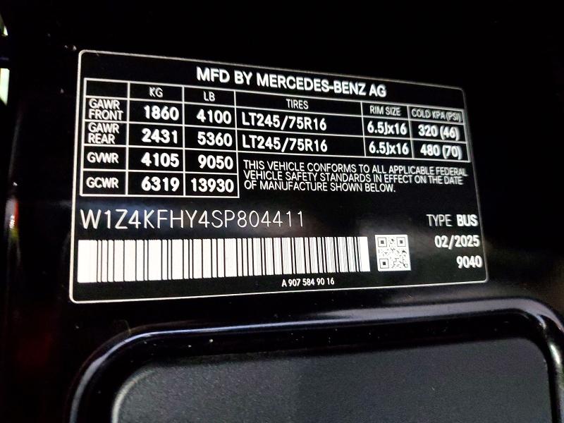Aukcja sprzedaży 2025 Mercedes-benz Sprinter 2, vin: W1Z4KFHY4SP804411, numer aukcji: 75484595
