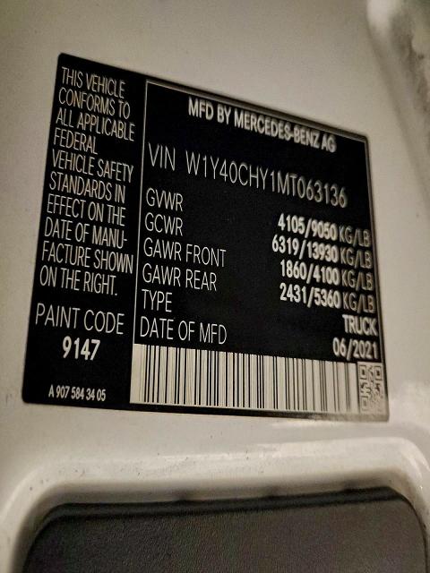Aukcja sprzedaży 2021 Mercedes-benz Sprinter, vin: W1Y40CHY1MT063136, numer aukcji: 99319095