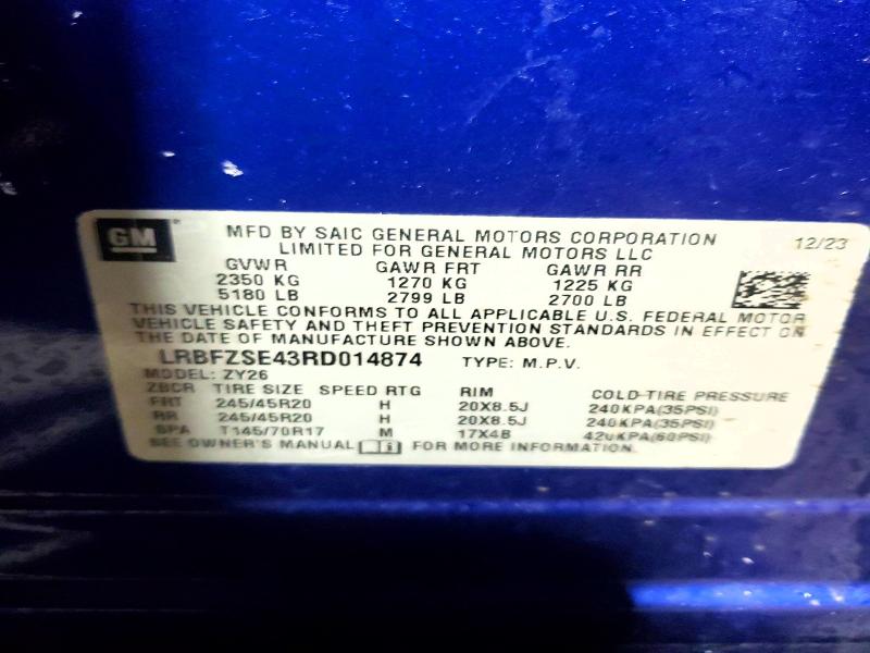 75203445 :رقم المزاد ، LRBFZSE43RD014874 vin ، 2024 Buick Envision مزاد بيع
