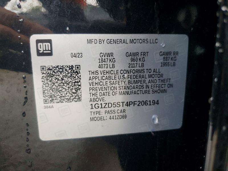 75519905 :رقم المزاد ، 1G1ZD5ST4PF206194 vin ، 2023 Chevrolet Malibu Lt مزاد بيع